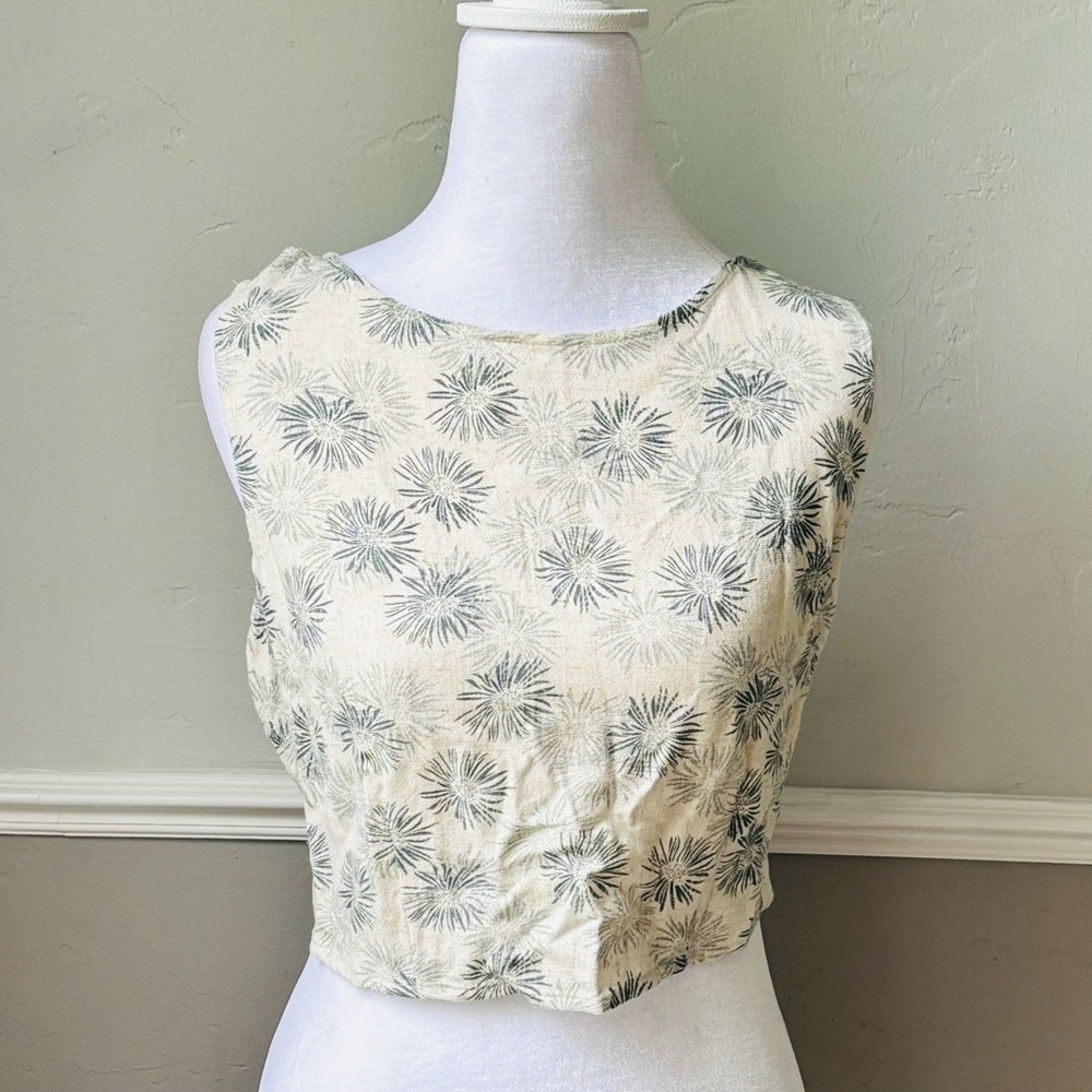SHEIN Cream and Blue Fitted Crop Tank Top